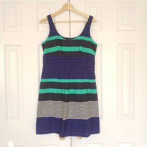 Loft Sleeveless Striped Blue Greed Dress - 6P Size